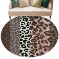 thumbnail image 1 of Round Rug 5ft Area Rug, Farmhouse Leopard Texture Area Rugs for Living Room Bedroom, Country Animal Printed Floor Mat Non-Slip Non-Shedding Carpet Indoor Accent Rugs, 1 of 9