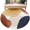 thumbnail image 1 of Round Rug 5ft Area Rug,Mid Century Abstract Geometric Area Rugs for Living Room Bedroom,Color Block Terracotta Aesthetic Floor Mat Non-Slip Non-Shedding Carpet Indoor Accent Rugs, 1 of 9