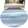thumbnail image 1 of Round Rug 5ft Area Rug, Modern Abstract Stripe Art Area Rugs for Living Room Bedroom, Oil Painting Blue Gray Art Floor Mat Non-Slip Non-Shedding Carpet Indoor Accent Rugs, 1 of 9