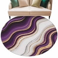 thumbnail image 1 of Round Rug 5ft Area Rug,Purple Marble Gold Inlay Area Rugs for Living Room Bedroom,Abstract Geometric Stripes Floor Mat Non-Slip Non-Shedding Carpet Indoor Accent Rugs, 1 of 9