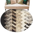 thumbnail image 1 of Round Rug 5ft Area Rug, Vintage Boho Zigzag Weave Area Rugs for Living Room Bedroom, Southwest Ethnic Geometric Art Floor Mat Non-Slip Non-Shedding Carpet Indoor Accent Rugs, 1 of 9