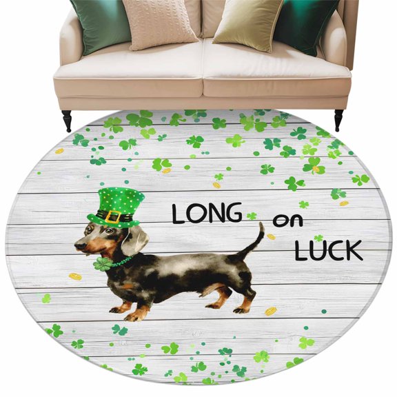 Round Rug 6Ft St. Patrick's Day Circle Area Rugs Washable Non Slip Indoor Floor Mats Carpet for Living Room Bedroom Dining Room Home Decor