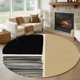 thumbnail image 1 of Round Rug 6Ft Washable Non-Slip, Beige Circle Area Rugs for Living Room Bedroom, Modern Abstract Art Farmhouse Striped Indoor Floor Mats Carpet Runner for Home Decor Aesthetic, 1 of 8