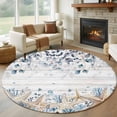 thumbnail image 1 of Round Rug 6Ft Washable Non-Slip, Blue Beige Coastal Circle Area Rugs for Living Room Bedroom, Beach Starfish Summer Eucalyptus Retro Indoor Floor Mats Carpet Runner for Home Decor Aesthetic, 1 of 8
