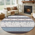 thumbnail image 1 of Round Rug 6Ft Washable Non-Slip, Blue Brown Stripes Circle Area Rugs for Living Room Bedroom, Abstract Geometric Spring Flowers Country Indoor Floor Mats Carpet Runner for Home Decor Aesthetic, 1 of 8
