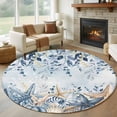 thumbnail image 1 of Round Rug 6Ft Washable Non-Slip, Blue Eucalyptus Coastal Circle Area Rugs for Living Room Bedroom, Beach Starfish Shell Nautical Ombre Indoor Floor Mats Carpet Runner for Home Decor Aesthetic, 1 of 8