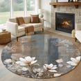 thumbnail image 1 of Round Rug 6Ft Washable Non-Slip, Brown Grey Floral Circle Area Rugs for Living Room Bedroom, Spring Summer Botanical Vintage Indoor Floor Mats Carpet Runner for Home Decor Aesthetic, 1 of 8