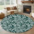 thumbnail image 1 of Round Rug 6Ft Washable Non-Slip, Dark Green Spring Floral Circle Area Rugs for Living Room Bedroom, Farmhouse Flowers Elegant Pastoral Indoor Floor Mats Carpet Runner for Home Decor Aesthetic, 1 of 8