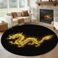 thumbnail image 1 of Round Rug 6Ft Washable Non-Slip, Dragon Flames Circle Area Rugs for Living Room Bedroom, Yellow Dragons Abstract Modern Art Indoor Floor Mats Carpet Runner for Home Decor Aesthetic, 1 of 8