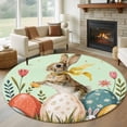 thumbnail image 1 of Round Rug 6Ft Washable Non-Slip, Easter Bunny Eggs Circle Area Rugs for Living Room Bedroom, Spring Tulip Flowers Leaves Rustic Green Indoor Floor Mats Carpet Runner for Home Decor Aesthetic, 1 of 8