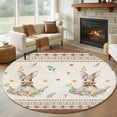 thumbnail image 1 of Round Rug 6Ft Washable Non-Slip, Easter Circle Area Rugs for Living Room Bedroom, Boho Ethnic Farmhouse Rabbit Colorful Eggs Patterned Indoor Floor Mats Carpet Runner for Home Decor Aesthetic, 1 of 8