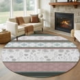 thumbnail image 1 of Round Rug 6Ft Washable Non-Slip, Grey Stripes Abstract Circle Area Rugs for Living Room Bedroom, Geometric Spring Flowers Country Indoor Floor Mats Carpet Runner for Home Decor Aesthetic, 1 of 8