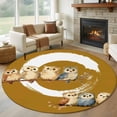 thumbnail image 1 of Round Rug 6Ft Washable Non-Slip, Japanese Style Circle Area Rugs for Living Room Bedroom, Brown Country Vintage Owl Birds Branches Indoor Floor Mats Carpet Runner for Home Decor Aesthetic, 1 of 8