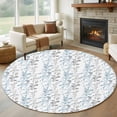 thumbnail image 1 of Round Rug 6Ft Washable Non-Slip, Light Blue Grey Botanical Circle Area Rugs for Living Room Bedroom, Spring Floral Summer Farmhouse Indoor Floor Mats Carpet Runner for Home Decor Aesthetic, 1 of 8