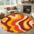 thumbnail image 1 of Round Rug 6Ft Washable Non-Slip, Orange Brown Circle Area Rugs for Living Room Bedroom, Modern Farmhouse Abstract Patterned Art Indoor Floor Mats Carpet Runner for Home Decor Aesthetic, 1 of 8