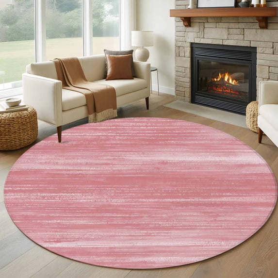 Round Rug 6Ft Washable Non-Slip, Pink Circle Area Rugs for Living Room Bedroom, Vintage Modern Abstract Art Ombre Indoor Floor Mats Carpet Runner for Home Decor Aesthetic