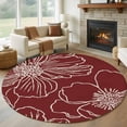 thumbnail image 1 of Round Rug 6Ft Washable Non-Slip, Red Flowers Circle Area Rugs for Living Room Bedroom, Spring Floral Botanical Modern Art Indoor Floor Mats Carpet Runner for Home Decor Aesthetic, 1 of 8