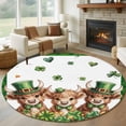 thumbnail image 1 of Round Rug 6Ft Washable Non-Slip, St. Patrick's Day Circle Area Rugs for Living Room Bedroom, Cute Highland Cow Shamrock Gold Coin Green Indoor Floor Mats Carpet Runner for Home Decor Aesthetic, 1 of 8