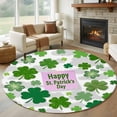 thumbnail image 1 of Round Rug 6Ft Washable Non-Slip, St Patricks Day Circle Area Rugs for Living Room Bedroom, Shamrock Grey Green Spring Modern Leaf Indoor Floor Mats Carpet Runner for Home Decor Aesthetic, 1 of 8