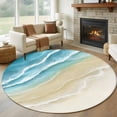 thumbnail image 1 of Round Rug 6Ft Washable Non-Slip, Teal Blue Beach Coastal Circle Area Rugs for Living Room Bedroom, Summer Ocean Nautical Seaside Indoor Floor Mats Carpet Runner for Home Decor Aesthetic, 1 of 8