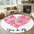 thumbnail image 1 of Round Rug 6Ft Washable Non-Slip, Valentine's Day Circle Area Rugs for Living Room Bedroom, Pink Roses Love Heart Romantic Indoor Floor Mats Carpet Runner for Home Decor Aesthetic, 1 of 8