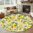 thumbnail image 1 of Round Rug 6Ft Washable Non-Slip, Yellow Lemons Circle Area Rugs for Living Room Bedroom, Summer Botanical Checkered Pastoral Indoor Floor Mats Carpet Runner for Home Decor Aesthetic, 1 of 8