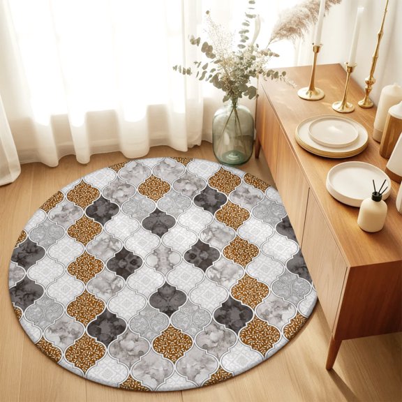 Round Area Rug for Living Room Bedroom, Vintage American Flag Map Round Rugs Non-slip Washable Floor Carpet, 4th of July Retro Wood Board Soft Circle Rug 3ft