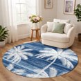 Round Rug 6ft, Summer Palm Trees Low Pile Washable Rugs for Kitchen ...