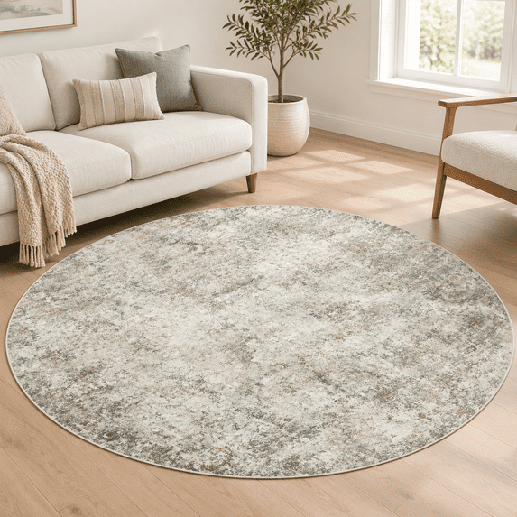 Tan Round Rug Round Rug 6ft Washable For Dining Room Living Beige Brown - Walmart.com