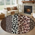 thumbnail image 1 of Round Rug 7Ft Washable Non-Slip, Animals Printed Striped Circle Area Rugs for Living Room Bedroom, Rustic Country Leopard Textured Indoor Floor Mats Carpet Runner for Home Decor Aesthetic, 1 of 8