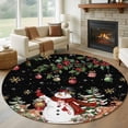 thumbnail image 1 of Round Rug 7Ft Washable Non-Slip, Black Christmas Snowman Circle Area Rugs for Living Room Bedroom, Xmas Snowflake Elk Tree Balls Indoor Floor Mats Carpet Runner for Home Decor Aesthetic, 1 of 8
