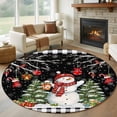 thumbnail image 1 of Round Rug 7Ft Washable Non-Slip, Black Red Christmas Circle Area Rugs for Living Room Bedroom, Snowman Xmas Tree Snowflake Gifts Ball Indoor Floor Mats Carpet Runner for Home Decor Aesthetic, 1 of 8