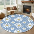 thumbnail image 1 of Round Rug 7Ft Washable Non-Slip, Blue Daisy Circle Area Rugs for Living Room Bedroom, Spring Floral Elegant Pastoral Botanical Indoor Floor Mats Carpet Runner for Home Decor Aesthetic, 1 of 8