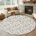thumbnail image 1 of Round Rug 7Ft Washable Non-Slip, Blue Pink Flowers Circle Area Rugs for Living Room Bedroom, Spring Floral Elegant Pastoral Rustic Indoor Floor Mats Carpet Runner for Home Decor Aesthetic, 1 of 8