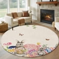thumbnail image 1 of Round Rug 7Ft Washable Non-Slip, Bunny Easter Circle Area Rugs for Living Room Bedroom, Eggs Spring Floral Butterfly Leaves Rustic Indoor Floor Mats Carpet Runner for Home Decor Aesthetic, 1 of 8