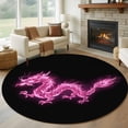 thumbnail image 1 of Round Rug 7Ft Washable Non-Slip, Dragon Flames Circle Area Rugs for Living Room Bedroom, Purple Dragons Abstract Modern Art Indoor Floor Mats Carpet Runner for Home Decor Aesthetic, 1 of 8