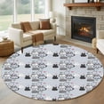 thumbnail image 1 of Round Rug 7Ft Washable Non-Slip, Easter Rabbit Circle Area Rugs for Living Room Bedroom, Cartoon Cute Bunny Sketch on Blue Indoor Floor Mats Carpet Runner for Home Decor Aesthetic, 1 of 8