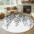 thumbnail image 1 of Round Rug 7Ft Washable Non-Slip, Eucalyptus Leaves Circle Area Rugs for Living Room Bedroom, Black Grey Summer Botanical Weeping Indoor Floor Mats Carpet Runner for Home Decor Aesthetic, 1 of 8