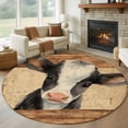 thumbnail image 1 of Round Rug 7Ft Washable Non-Slip, Farmhouse Cow Circle Area Rugs for Living Room Bedroom, Country Vintage Animals Wooden Grain Indoor Floor Mats Carpet Runner for Home Decor Aesthetic, 1 of 8