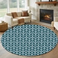 thumbnail image 1 of Round Rug 7Ft Washable Non-Slip, Geometric Circle Area Rugs for Living Room Bedroom, Modern Abstract Lines Texture Teal Indoor Floor Mats Carpet Runner for Home Decor Aesthetic, 1 of 8