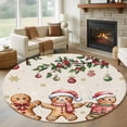 thumbnail image 1 of Round Rug 7Ft Washable Non-Slip, Gingerbread Christmas Circle Area Rugs for Living Room Bedroom, Xmas Balls Branches Farmhouse Indoor Floor Mats Carpet Runner for Home Decor Aesthetic, 1 of 8