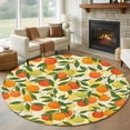 thumbnail image 1 of Round Rug 7Ft Washable Non-Slip, Green Orange Circle Area Rugs for Living Room Bedroom, Summer Botanical Leaves Watercolor Checkered Indoor Floor Mats Carpet Runner for Home Decor Aesthetic, 1 of 8