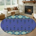 thumbnail image 1 of Round Rug 7Ft Washable Non-Slip, Navy Blue Boho Circle Area Rugs for Living Room Bedroom, Vintage Ethnic Tribe Abstract Art Retro Indoor Floor Mats Carpet Runner for Home Decor Aesthetic, 1 of 8