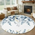 thumbnail image 1 of Round Rug 7Ft Washable Non-Slip, Navy Blue Eucalyptus Circle Area Rugs for Living Room Bedroom, Watercolor Spring Weeping Botanical Indoor Floor Mats Carpet Runner for Home Decor Aesthetic, 1 of 8