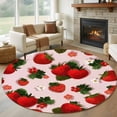 thumbnail image 1 of Round Rug 7Ft Washable Non-Slip, Pink Strawberry Circle Area Rugs for Living Room Bedroom, Spring Floral Watercolor Summer Botanical Indoor Floor Mats Carpet Runner for Home Decor Aesthetic, 1 of 8