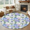 thumbnail image 1 of Round Rug 7Ft Washable Non-Slip, Purple Hydrangea Circle Area Rugs for Living Room Bedroom, Spring Floral Elegant Pastoral Butterflies Indoor Floor Mats Carpet Runner for Home Decor Aesthetic, 1 of 8