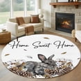 thumbnail image 1 of Round Rug 7Ft Washable Non-Slip, Rabbits Pine Cone Circle Area Rugs for Living Room Bedroom, Sweet Home Texture Brown Leaves Berries Indoor Floor Mats Carpet Runner for Home Decor Aesthetic, 1 of 8