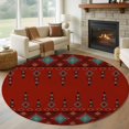 thumbnail image 1 of Round Rug 7Ft Washable Non-Slip, Red Boho Circle Area Rugs for Living Room Bedroom, Vintage Ethnic Tribe Abstract Art Retro Indoor Floor Mats Carpet Runner for Home Decor Aesthetic, 1 of 8