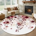 thumbnail image 1 of Round Rug 7Ft Washable Non-Slip, Red Flowers Circle Area Rugs for Living Room Bedroom, Spring Floral Elegant Pastoral Watercolor Indoor Floor Mats Carpet Runner for Home Decor Aesthetic, 1 of 8