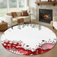 thumbnail image 1 of Round Rug 7Ft Washable Non-Slip, Red Pink Valentine's Day Circle Area Rugs for Living Room Bedroom, Love Heart Eucalyptus Leaves Indoor Floor Mats Carpet Runner for Home Decor Aesthetic, 1 of 8